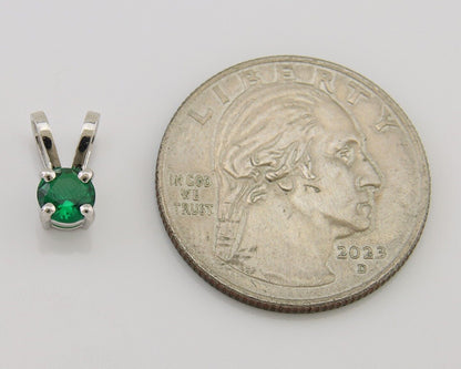 May Birthstone Pendant Set in 14k Solid White Gold