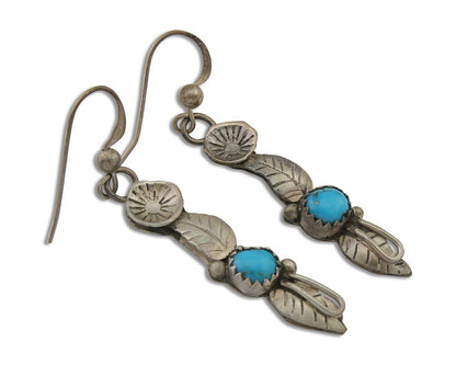 Navajo Dangle Earrings 925 Silver Natural Turquoise Native Artist C.80's