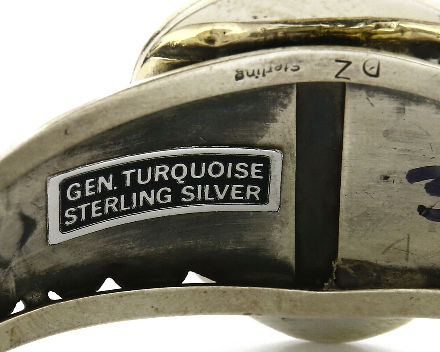 Navajo Bracelet .925 Silver Natural Mined Turquoise Signed DZ C.80's