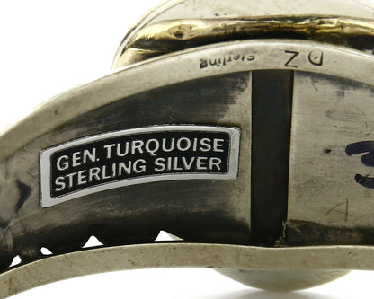 Navajo Bracelet .925 Silver Natural Mined Turquoise Signed DZ C.80's