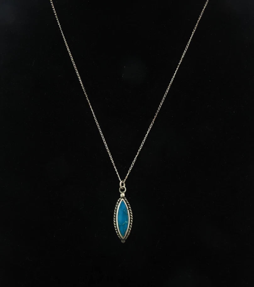 Navajo Necklace Sterling Silver Natural Blue Turquoise Vintage
