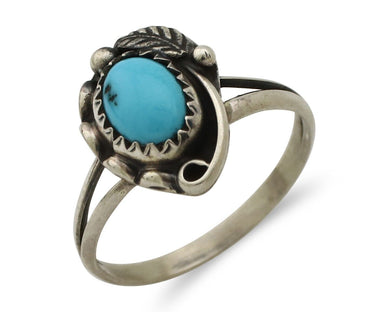 Navajo Ring 925 Silver Turquoise Artist Signed SkyStone Creations C.80's