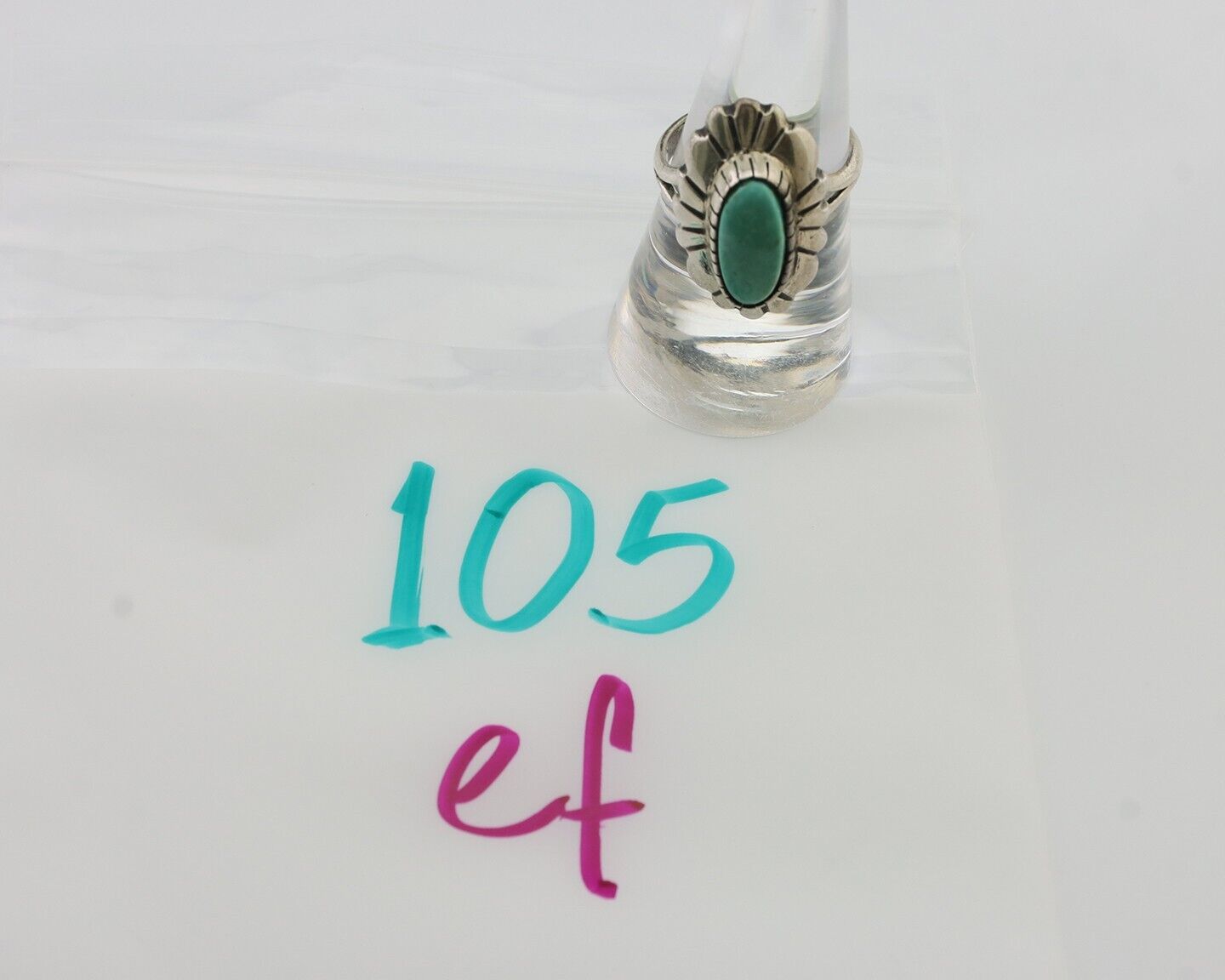 Navajo Ring 925 Silver Kingman Turquoise Signed M Montoya Size 8.0 C.80's