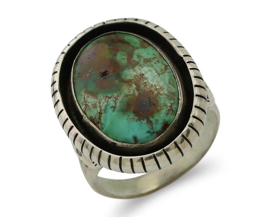 Navajo Handmade Ring 925 Silver Natural Turquoise Signed M Montoya C.80's