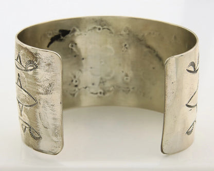 Navajo Cuff Bracelet Sterling Silver Handmade Vintage Signed Helen Long