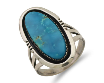 Navajo Ring 925 Silver Natural Blue Turquoise Native American Artist C.80's