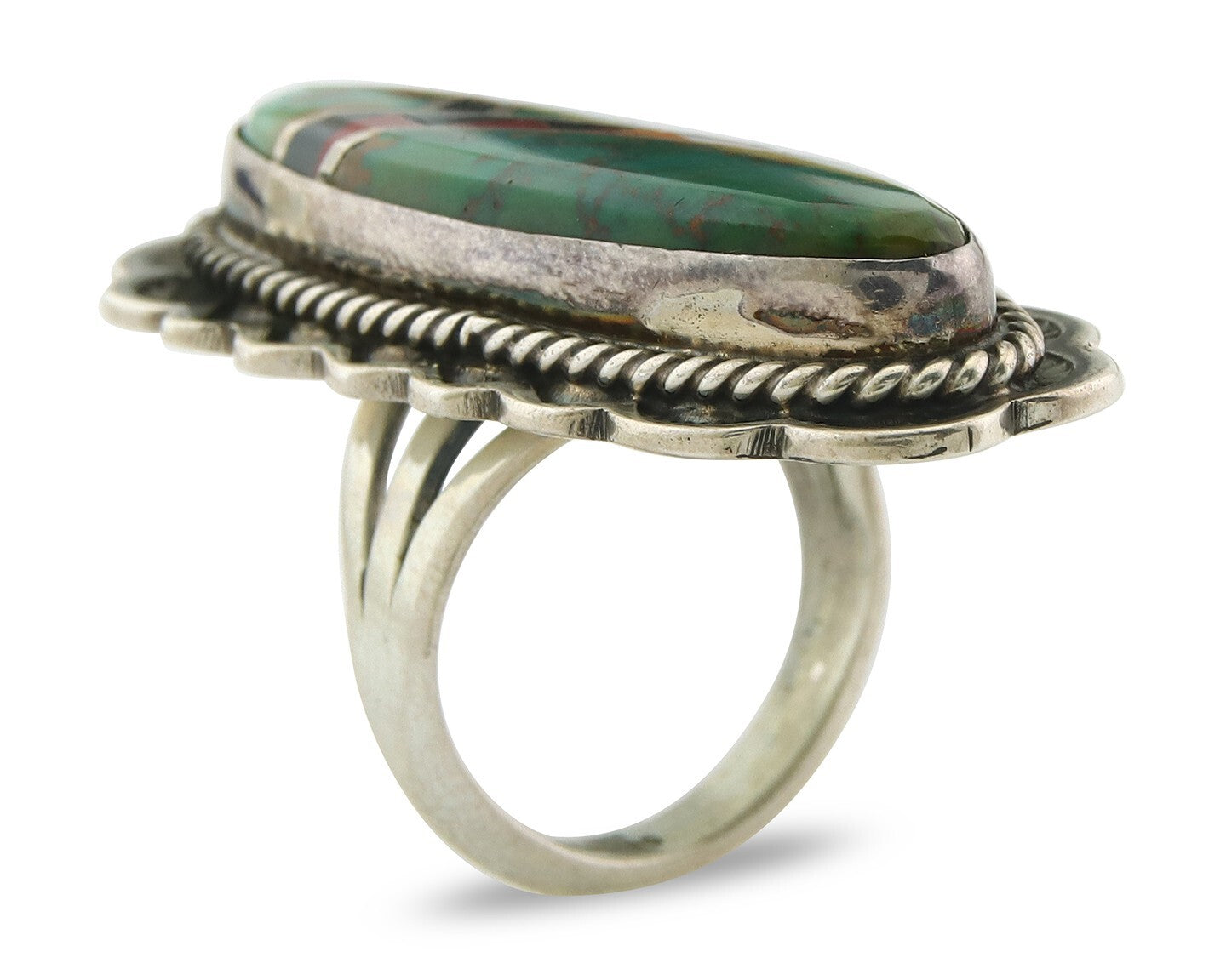 Vintage Navajo Ring 925 Sterling Silver Turquoise Signed Mike Begay Size 8.5