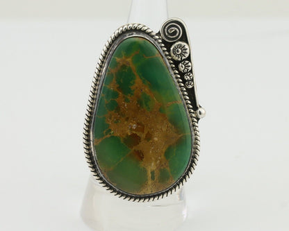 Navajo Fox Turquoise Ring 925 Silver Native American Artist C.80's Size 7.0