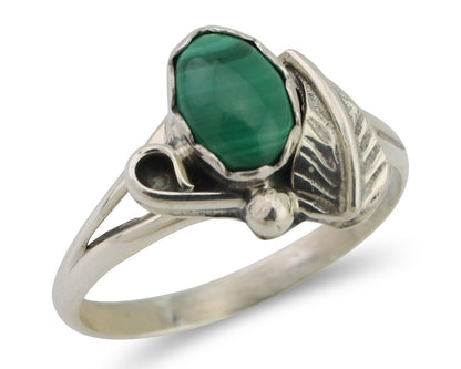 Navajo Handmade Ring 925 Silver Natural Malachite Native Artist Size 6.0 C.80's