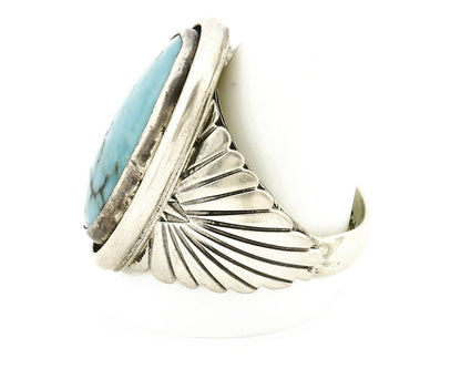 Navajo Ring .925 SOLID Silver Kingman Turquoise Signed Artist Doug Zachary C.80s