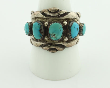 Zuni Ring .925 Silver Natural Sleeping Beauty Turquoise Native Artist C.80's