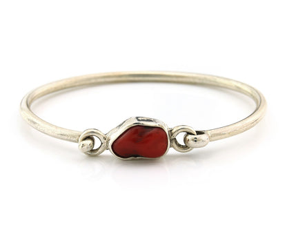 Navajo Bracelet Sterling Silver Natural Red Coral Artist Signed Sunrise