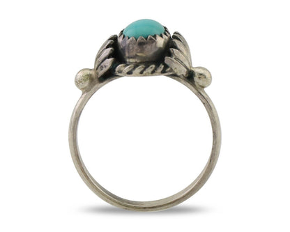 Navajo Ring 925 Silver Kingman Turquoise Native American Artist Made In 1985