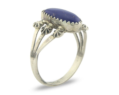 Navajo Ring 925 Sterling Natural Lapis Handmade Native Artist C.80's