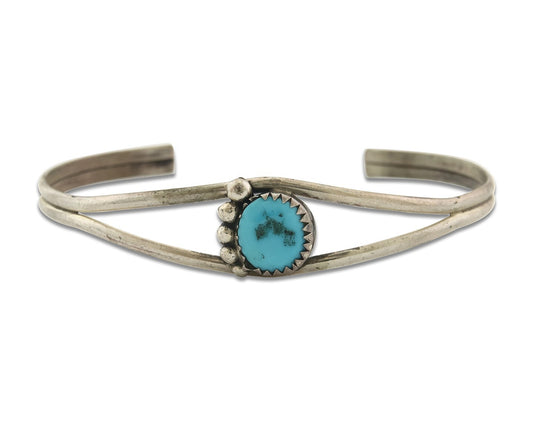 Vintage Navajo Bracelet 925 Silver Blue Turquoise Handmade Signed P