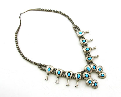 Navajo Squash Necklace Set Sterling Silver Turquoise Vintage Handmade