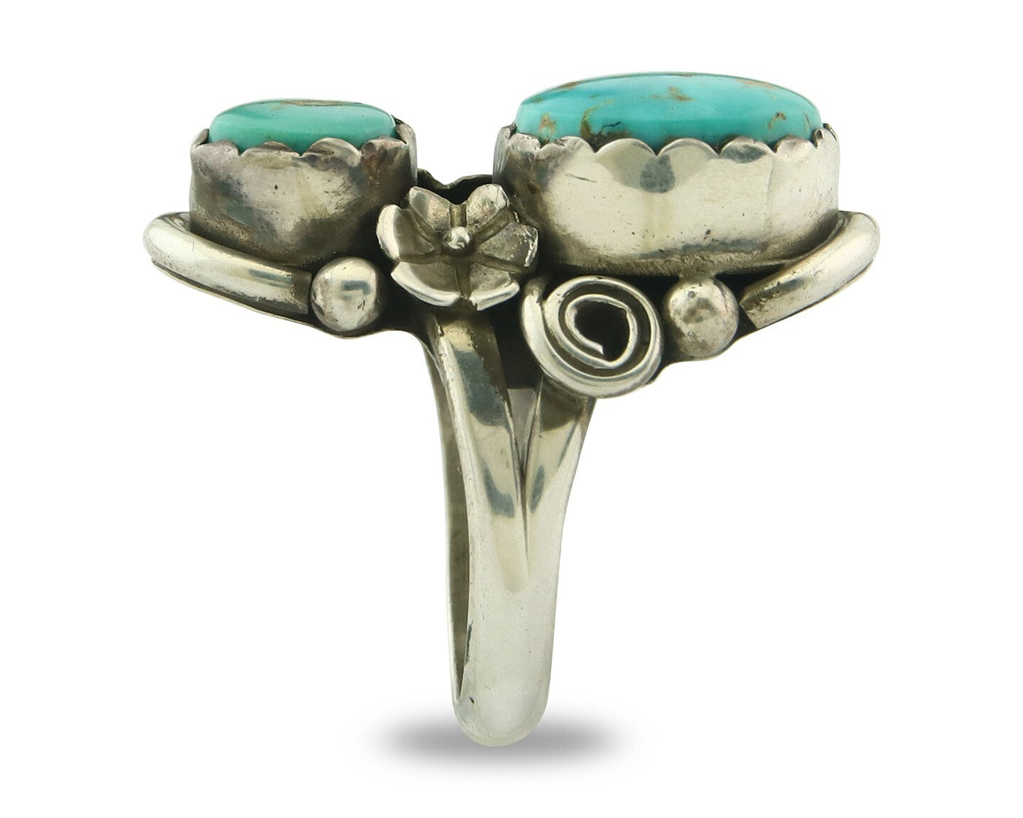 Traditional Navajo Ring 925 Sterling Silver Authentic Turquoise Signed JB Sz 6.0