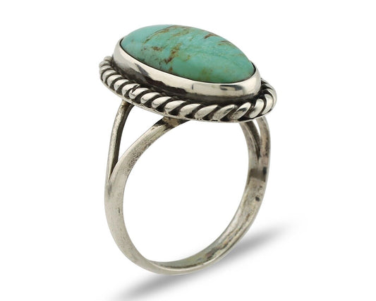 Navajo Ring 925 Silver Kingman Turquoise Artist Signed M Montoya C.80's