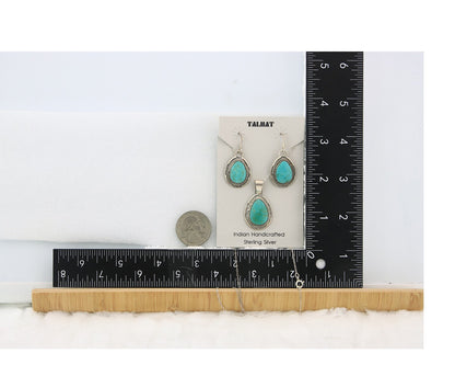 Navajo Necklace Earrings Set Sterling Silver Turquoise Vintage Signed Begay