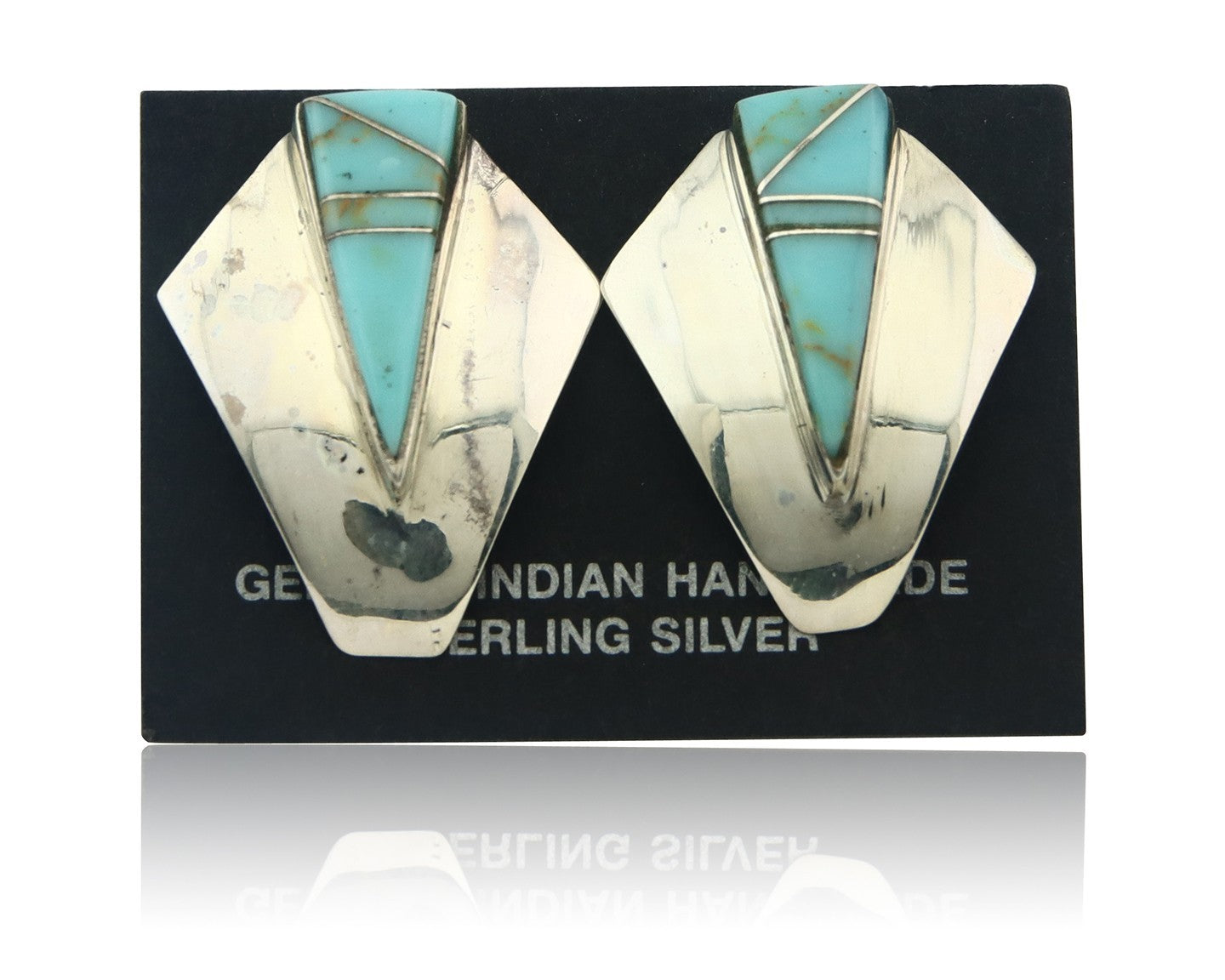 Navajo Earrings Sterling Silver Turquoise Vintage Dangle Handmade C.80's