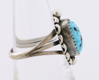 Navajo Ring 925 Silver Sleeping Beauty Turquoise Artist Signed SC C.80's