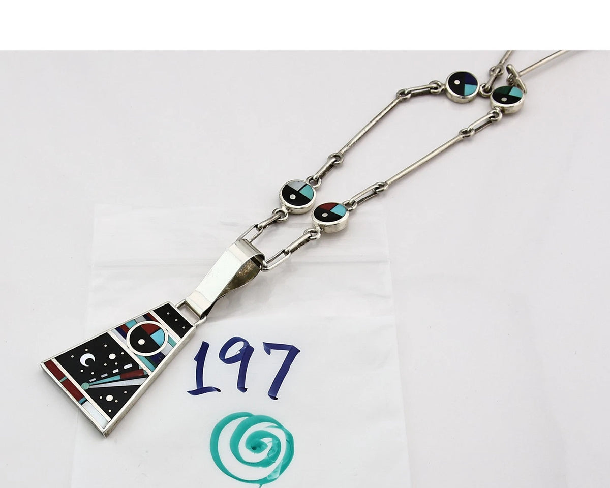 Navajo Necklace Natural Gemstone Handmade Vintage Signed H. Smith C.80's