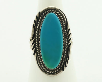 Navajo Ring .925 Silver Sleeping Beauty Turquoise Artist Signed USA C.80's