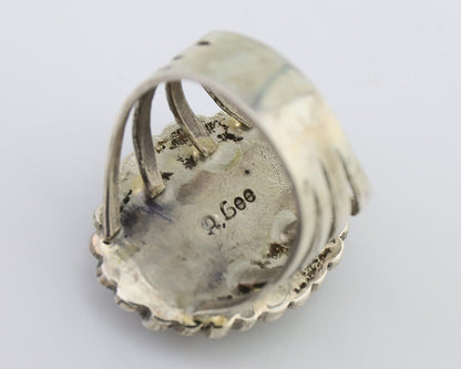 Navajo Ring 925 Silver Spiderweb Turquoise Signed Allison Lee C.80's