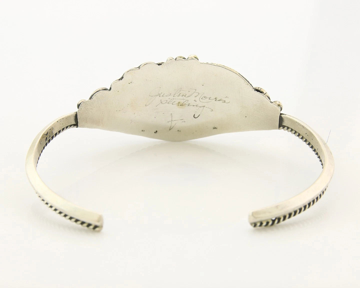 Navajo Cuff Bracelet Sterling Silver Authentic Pink Muscle Signed Justin Morris
