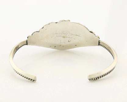 Navajo Cuff Bracelet Sterling Silver Authentic Pink Muscle Signed Justin Morris