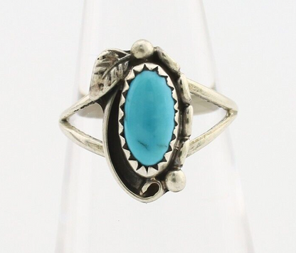 Navajo Ring 925 Silver Sleeping Beauty Turquoise Signed SkyStone Creations C80s