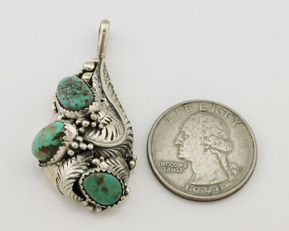 Navajo Pendant 925 Silver Natural Bisbee Turquoise Signed Tom Willeto C.80's