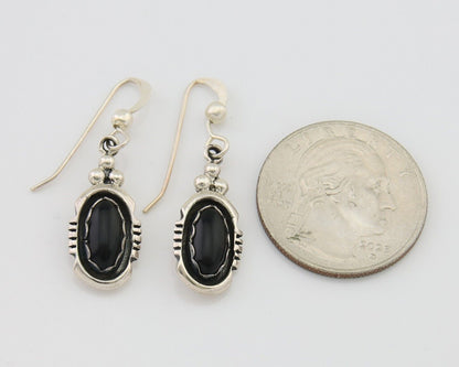 Navajo Dangle Earrings 925 Silver Natural Black Onyx Native American C.80's