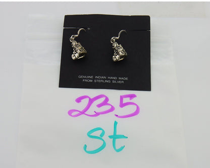 Navajo Earrings 925 Silver Dangle Indian with Kids Native American Artist C.80's