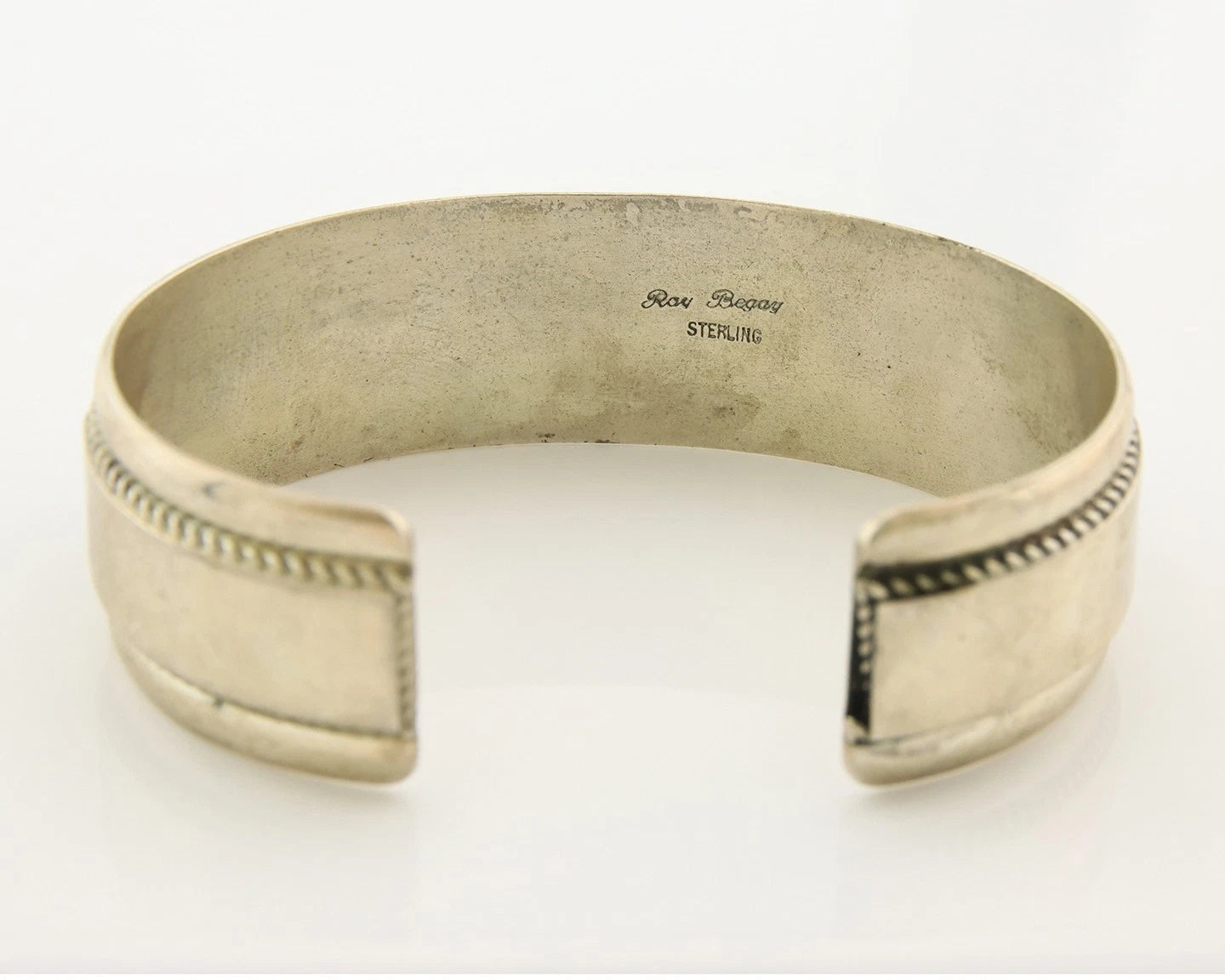 Navajo Cuff Bracelet Sterling Silver Denim Lapis Vintage Signed Ray Begay