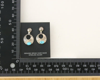 Navajo Dangle Earrings 925 Silver Natural Turquoise Native American Artist C80s