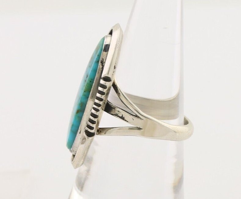 Navajo Ring 925 Silver Natural Blue Turquoise Native American Artist C.80's