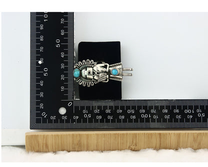 Vintage Navajo Ring 925 Silver Authentic Turquoise Signed Gomez Size 8.0