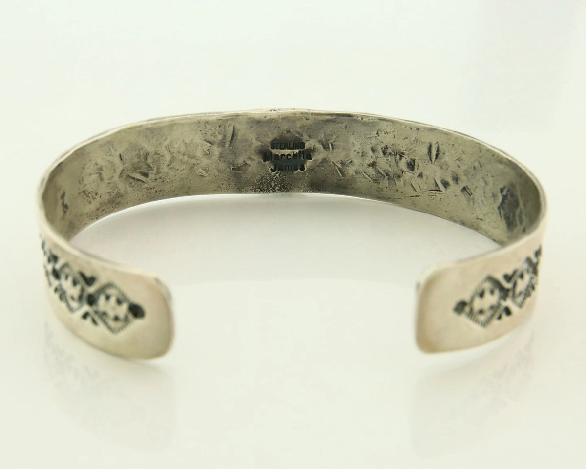 Navajo Cuff Bracelet 925 Sterling Silver Turquoise Vintage Signed Marcella James