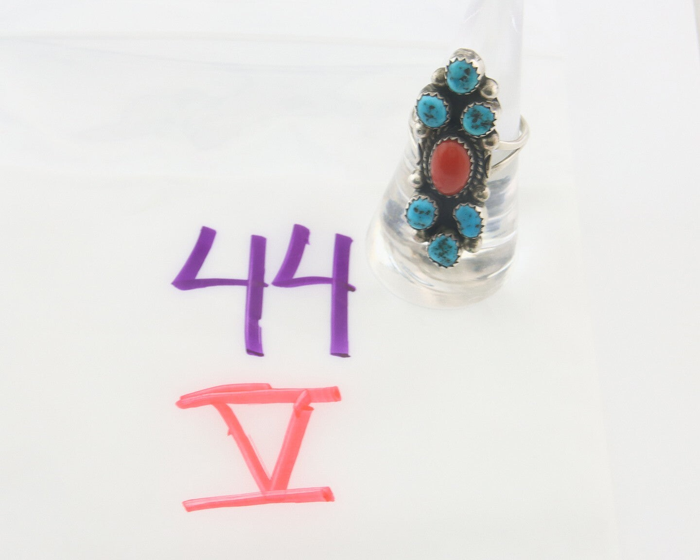 Vintage Navajo Ring 925 Sterling Natural Gemstones Signed IHMJ & MT Sz 6.75