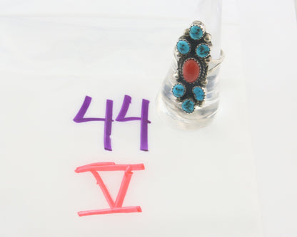 Vintage Navajo Ring 925 Sterling Natural Gemstones Signed IHMJ & MT Sz 6.75