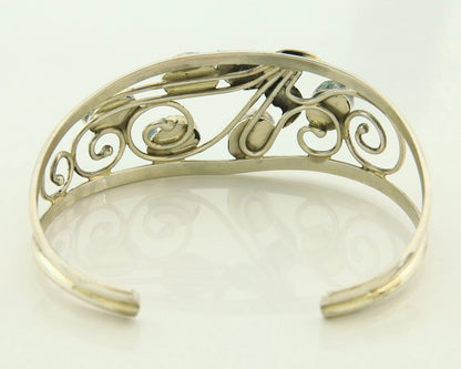 Navajo Cuff Bracelet 925 Sterling Silver Turquoise Vintage Signed SH