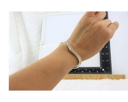 Navajo Cuff Bracelet Sterling Silver & Gold Vintage Signed RL