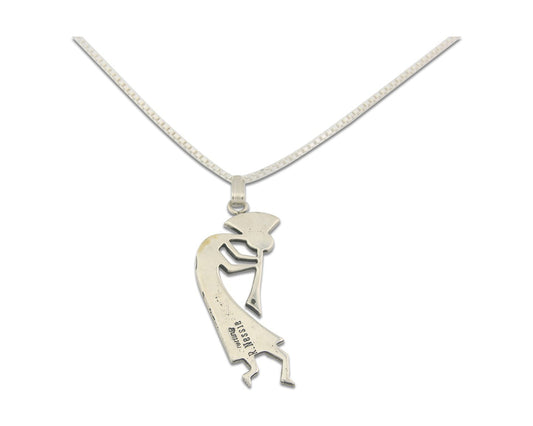 Navajo Kokopelli Necklace Sterling Silver Authentic Natural Gemstone