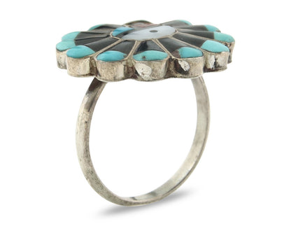 Vintage Zuni Ring 925 Sterling Silver Natural Gemstone Size 6.75