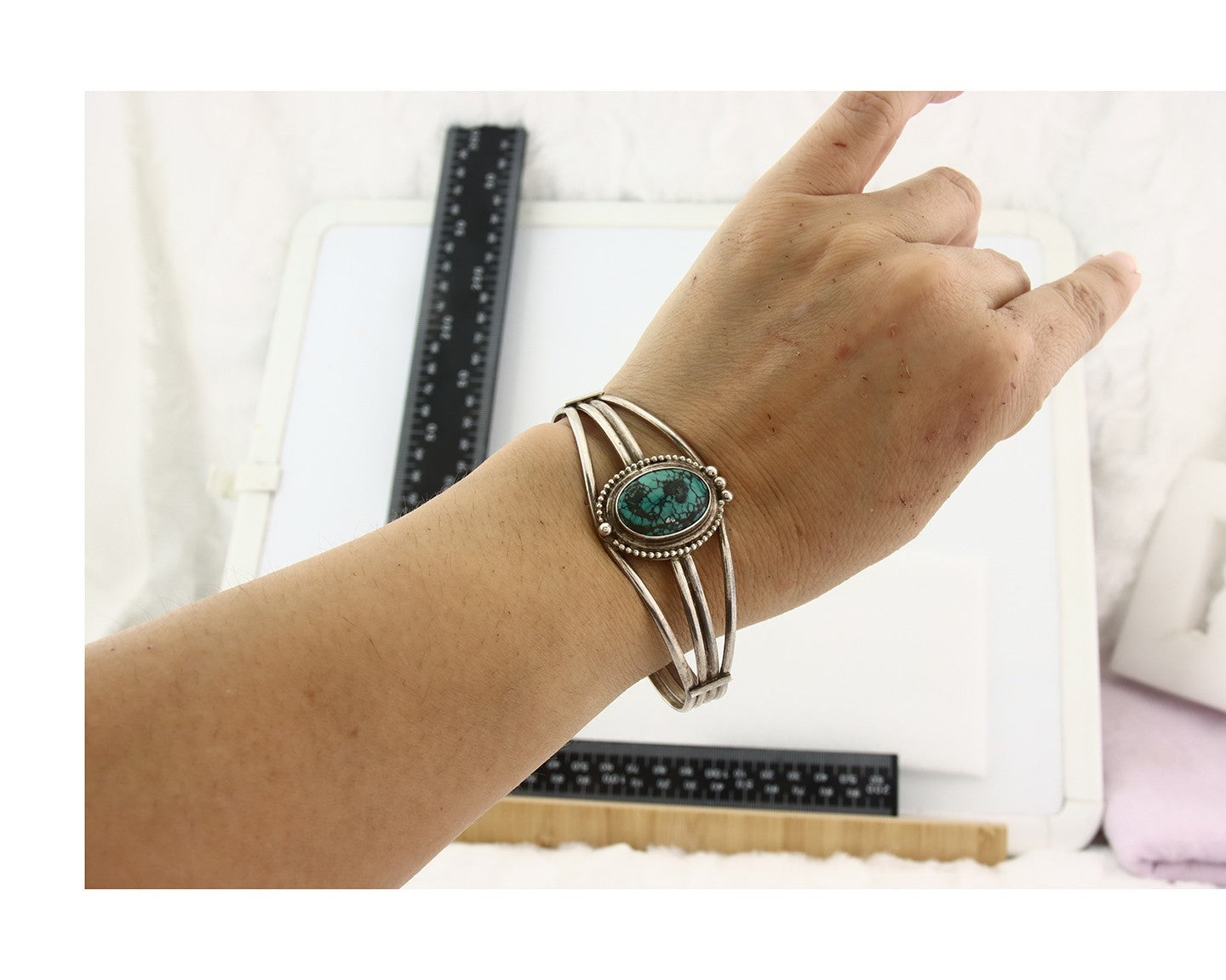 Vintage Navajo Bracelet 925 Silver Blue Turquoise Handmade