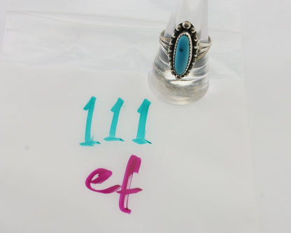 Navajo Ring 925 Silver Kingman Turquoise Artist Signed SC Size 9.0 C.80's