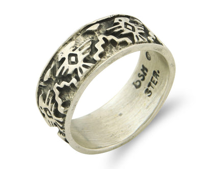 Navajo Band Ring Sterling Silver Vintage Authentic Signed BSM Size 5.0