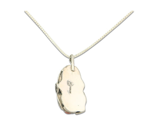 Vintage Navajo Necklace 925 Silver Turquoise & Coral Artist Signed MP