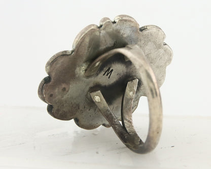 Vintage Navajo Ring 925 Sterling Silver Turquoise Signed W Size 6.0